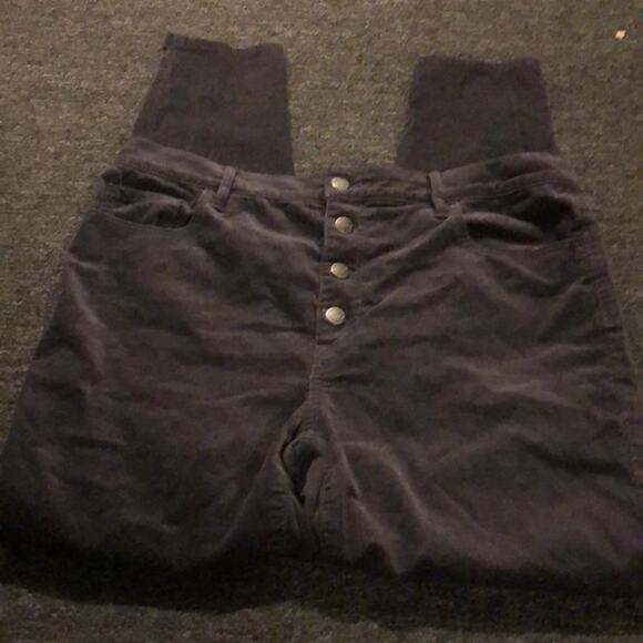 LOFT Outlet Brand Women's size 12 Dark Gray Skinny Corduroy Button Fly Pants - Picture 1 of 5